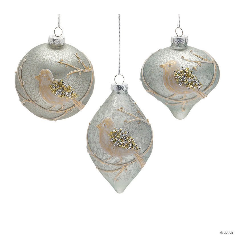 Beaded Glass Bird Ornament (Set Of 6) 4.75"H, 4.75"H, 6"H Image