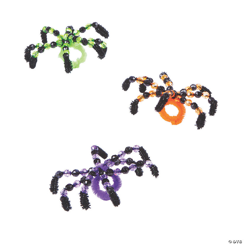 Beaded Halloween Spider Ring Craft Kit - Makes 12 Image