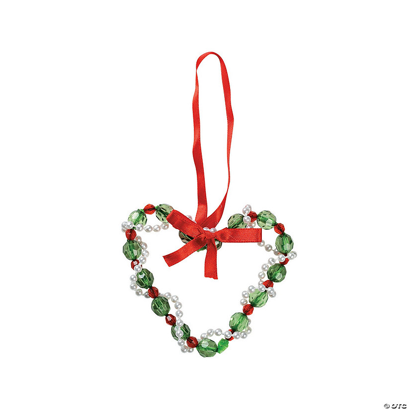 Beaded Heart Christmas Ornament Craft Kit - Makes 12 Image