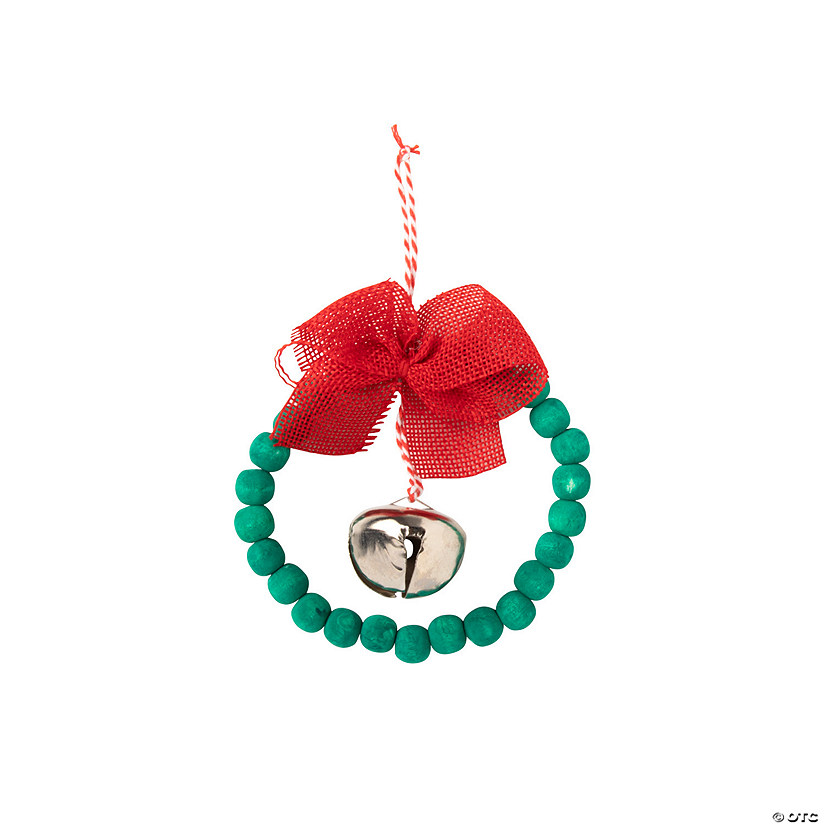 Beaded Jingle Bell Wreath Ornament Craft Kit - Makes 6 Image