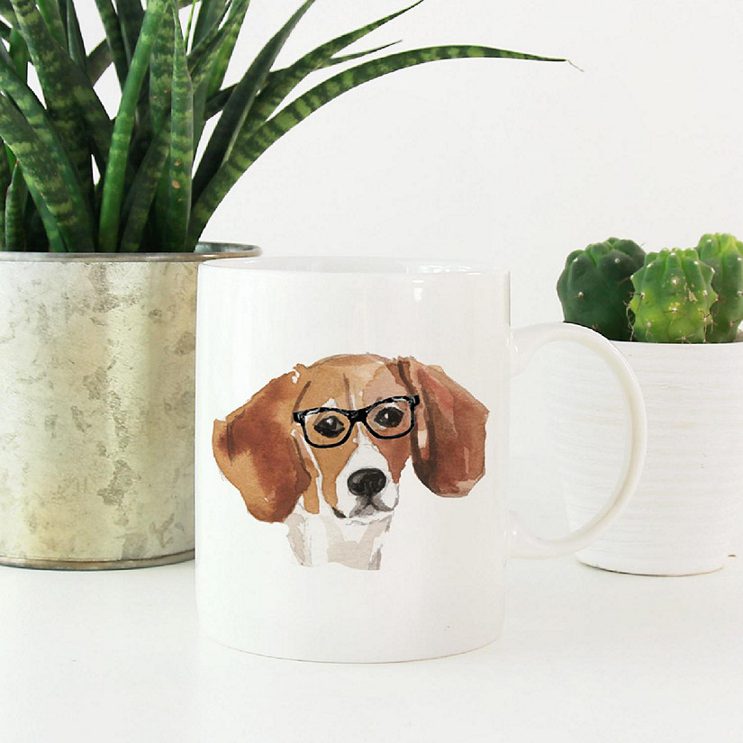 Beagle Black Glasses Ceramic Mug Image
