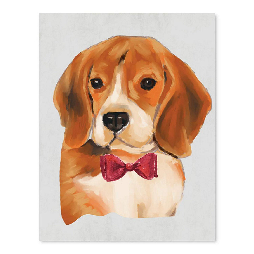 Beagle Print Red Bow 8.5x11in Image