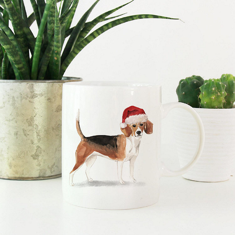 Beagle Santa Hat Ceramic Mug Image