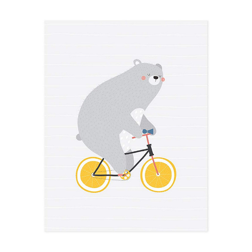 Bear on Bicycle Nursery Art 8.5x11in Image