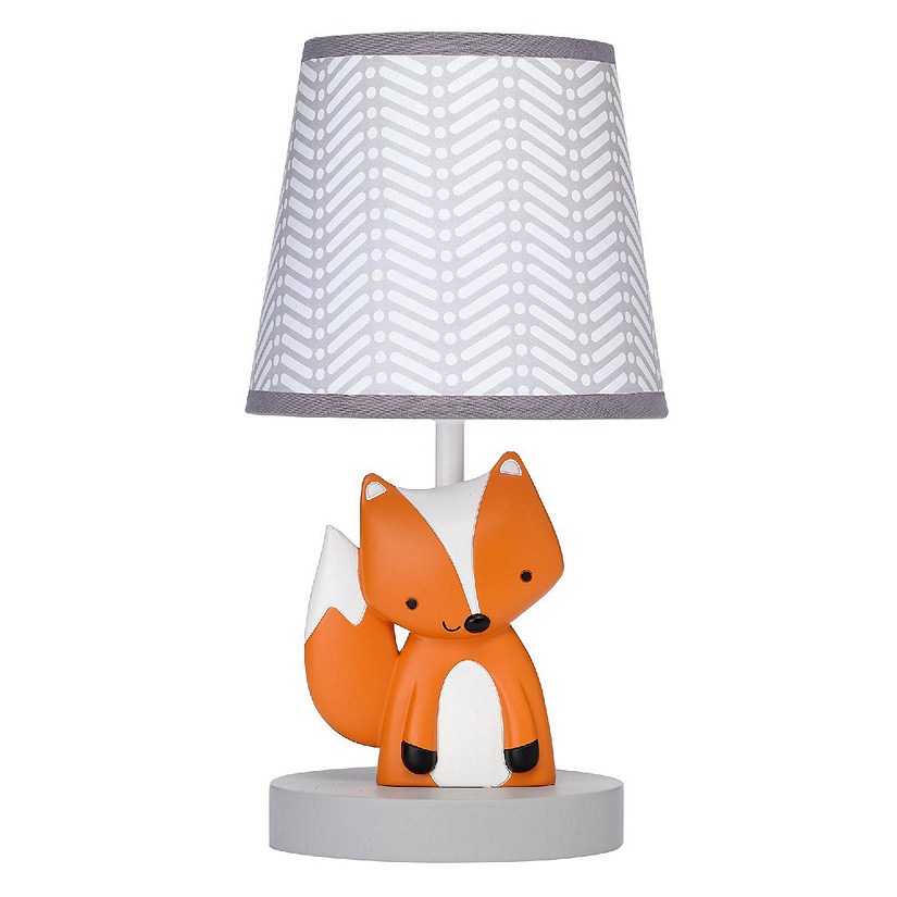 Bedtime Originals Acorn Gray/White/Orange Fox Nursery Lamp with Shade & Bulb Image