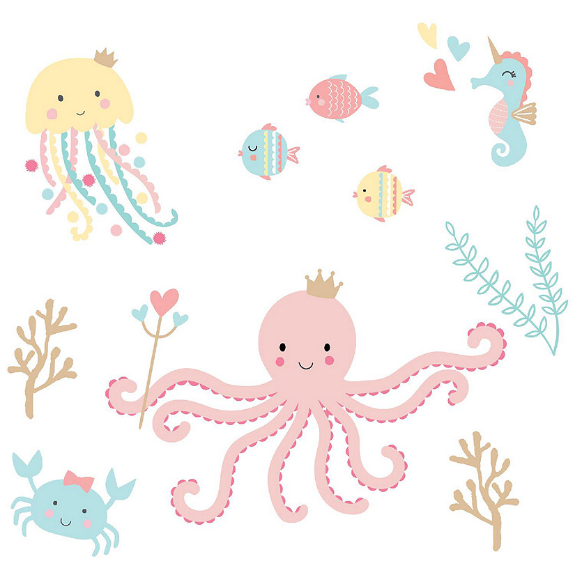 Bedtime Originals Ocean Mist Pink/Aqua Sea Animals Wall Decals Image
