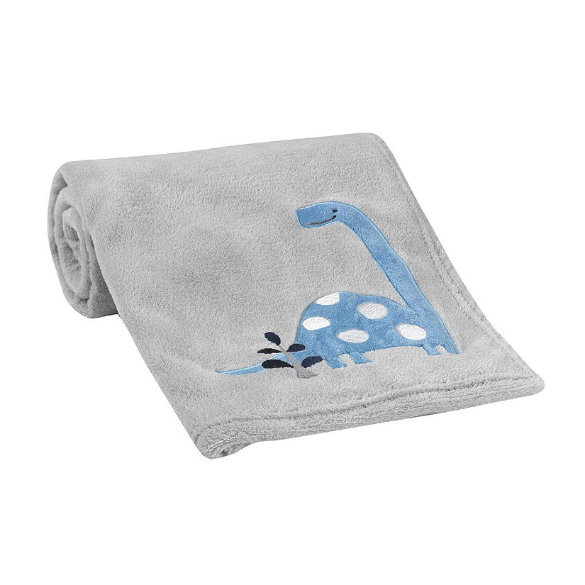 Bedtime Originals Roar Gray Dinosaur Applique Soft Baby Blanket Image