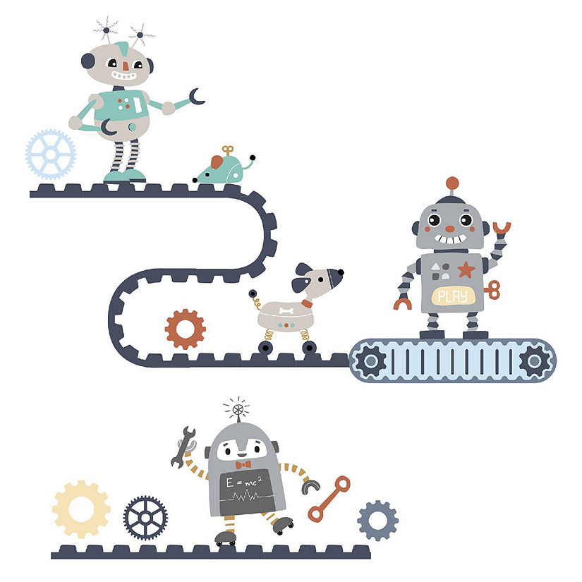 Bedtime Originals Robbie Robot Gray/Blue Wall Decals Image
