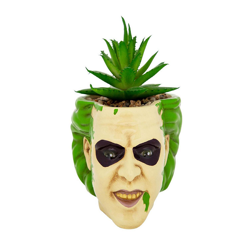 Beetlejuice Head 3-Inch Ceramic Mini Planter with Artificial Succulent Image