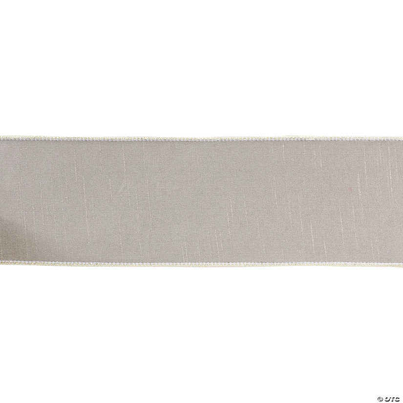 Beige 4" X 10 Yds. Ribbon Wired Polyester Image