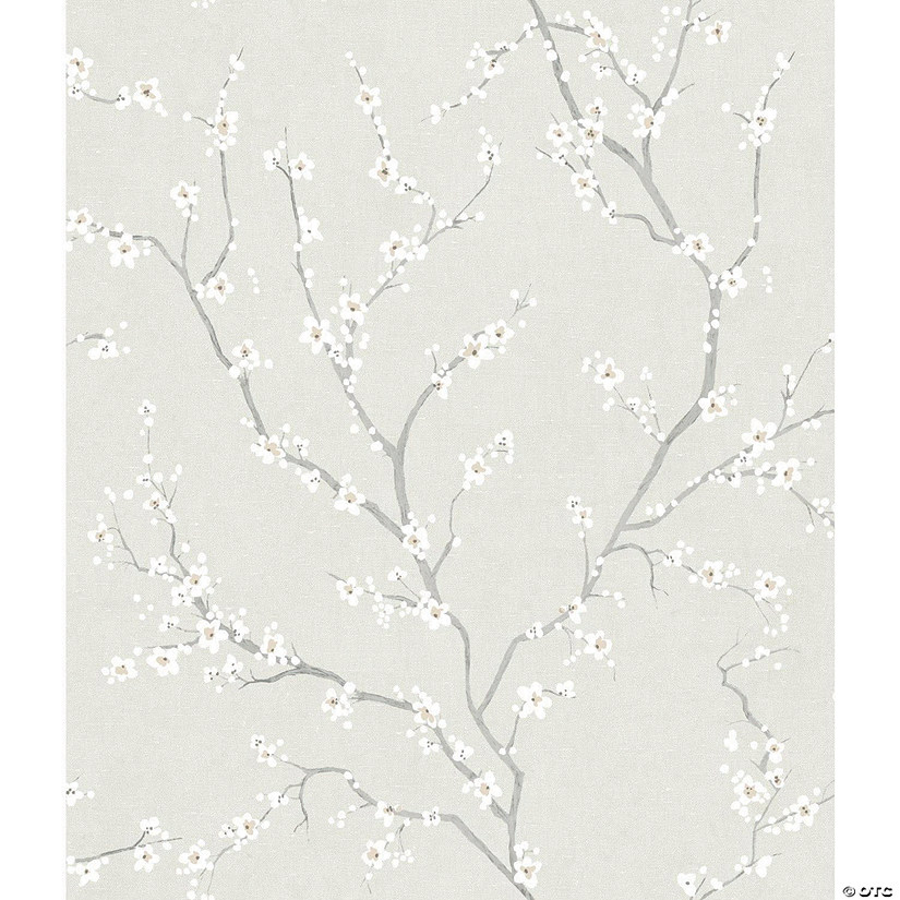 Beige Cherry Blossom Peel & Stick Wallpaper Image