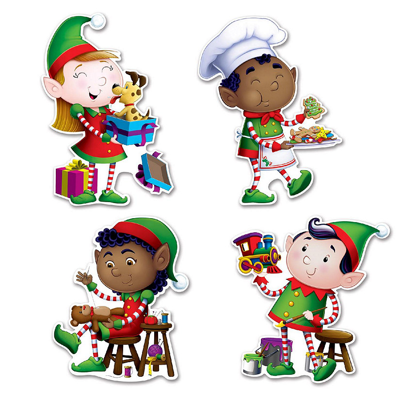 Beistle - 10&amp;#189;"-15&amp;#188;" Elves Cutouts - 12 Pack Image