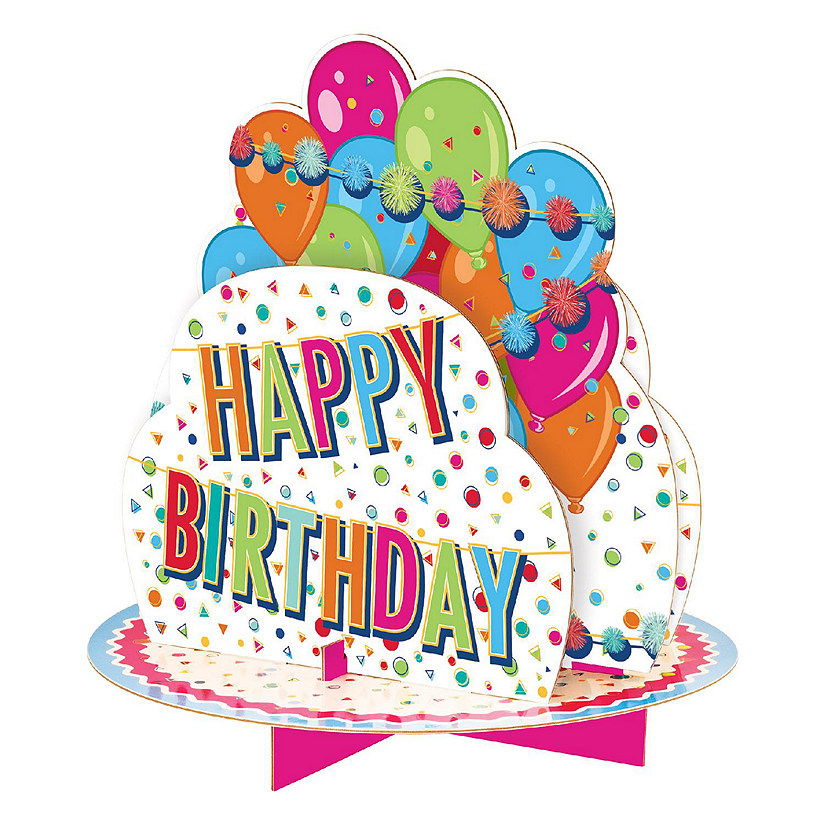 Beistle - 10&amp;#189;" - Multicolor - 3-D Happy Birthday Centerpiece! Image