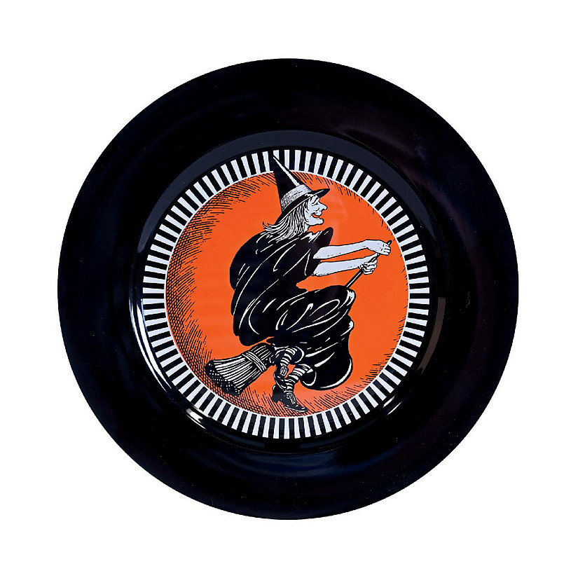Beistle - 12?" - Black - Vintage Halloween Witch Platter Plastic! Image