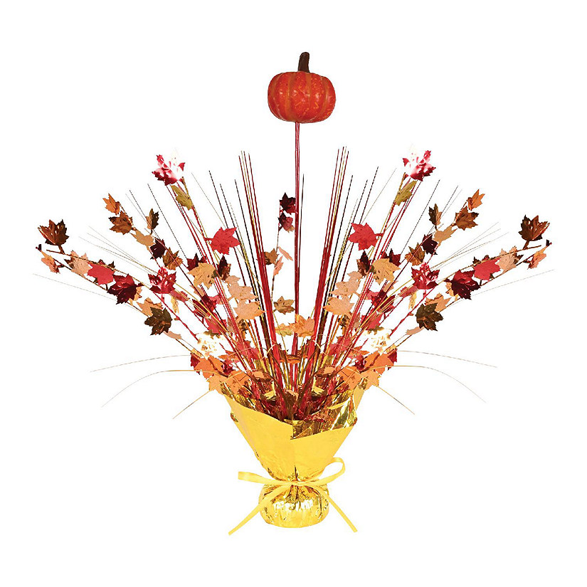 Beistle - 16&amp;#190;" - Yellow - Fall Gleam 'N Spray Centerpiece Plastic! Image