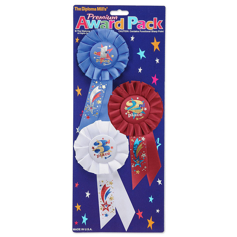 Beistle - 1st, 2nd, 3rd, Place Award Pack Rosettes - 6 Pack Image