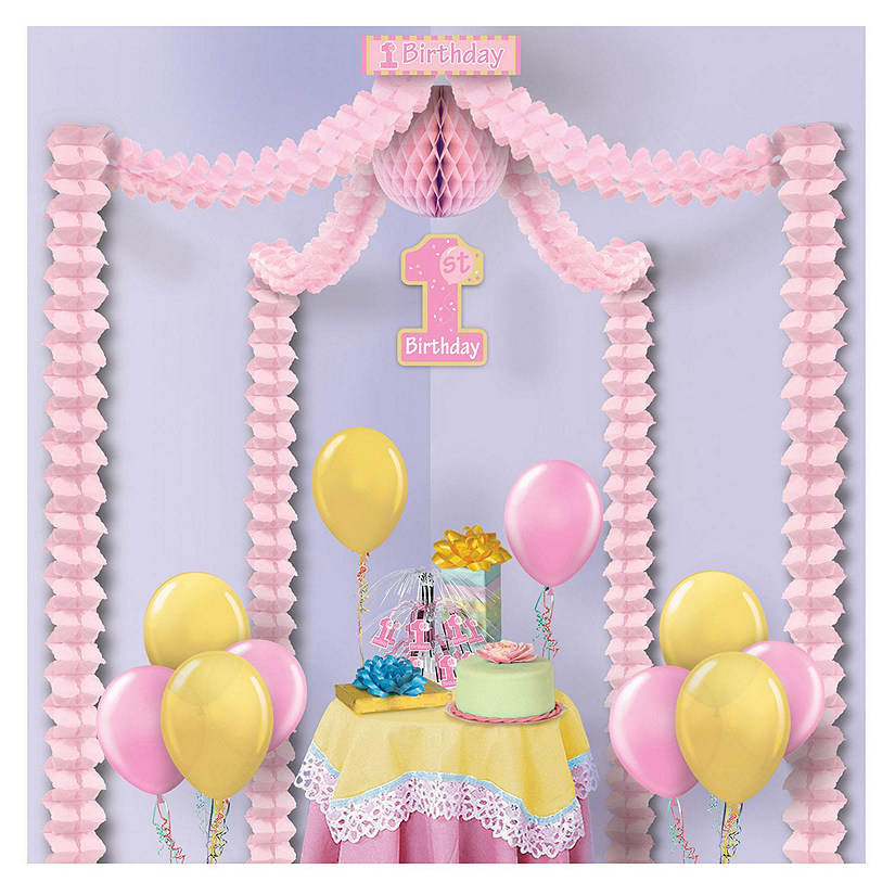 Beistle - "1st" Birthday Party Canopy - Pink - 6 Pack Image