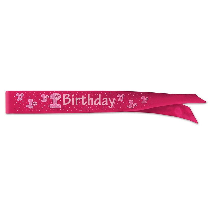 Beistle - "1st" Birthday Satin Sash - Pink - 6 Pack Image