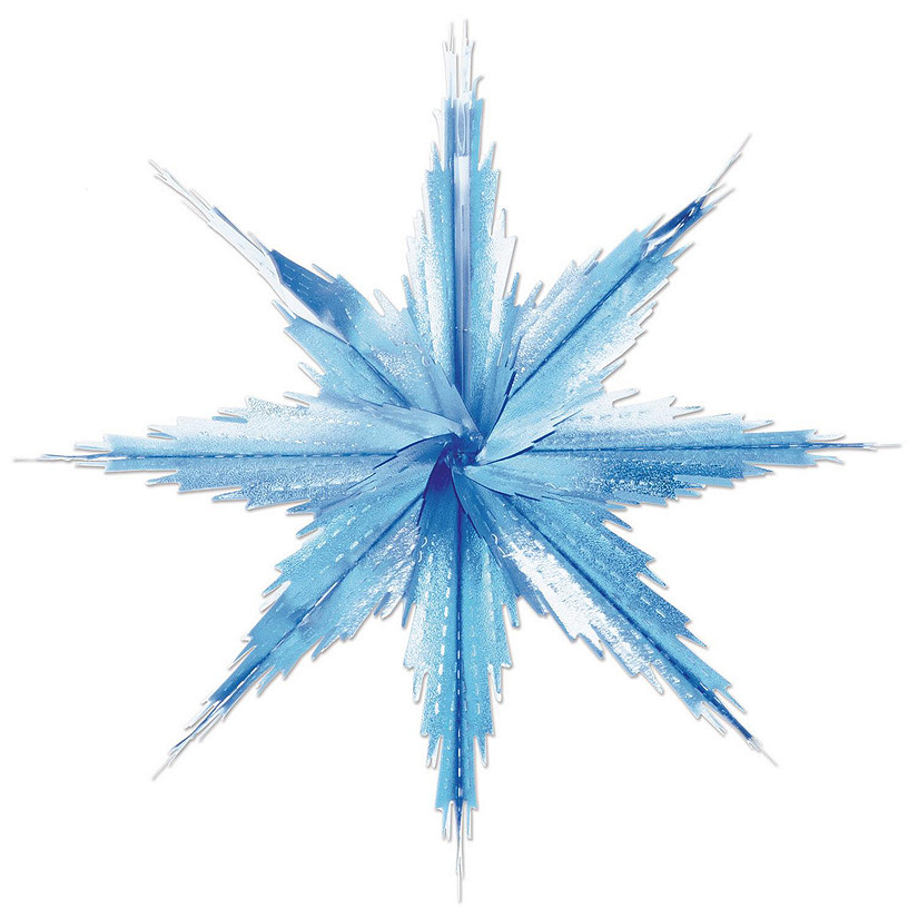 Beistle - 2-Tone Metallic Snowflakes - Silver Blue - 12 Pack Image