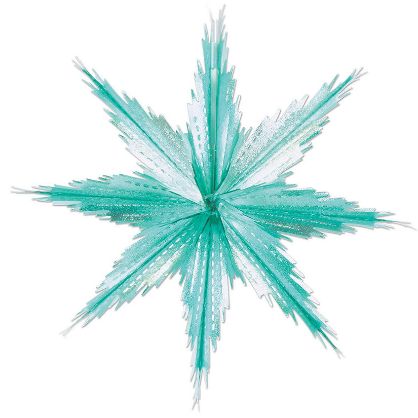 Beistle - 2-Tone Metallic Snowflakes - Silver Teal - 12 Pack Image