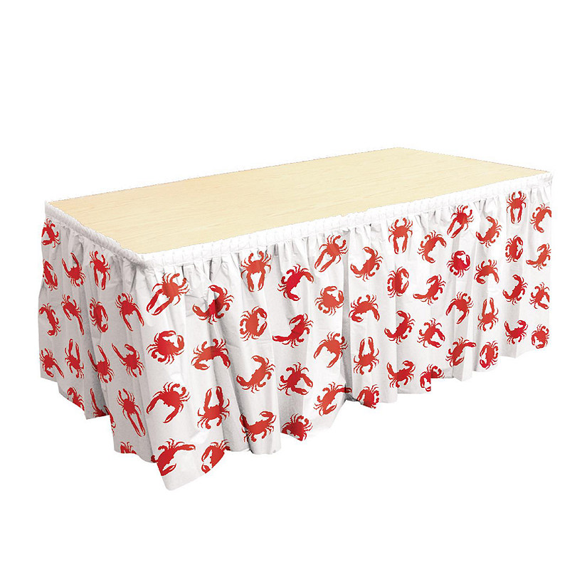 Beistle - 29" x 14' - White with Red - Crab Table Skirting! Image