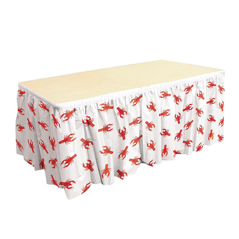 Beistle - 29" x 14' - White with Red - Crawfish Table Skirting! Image