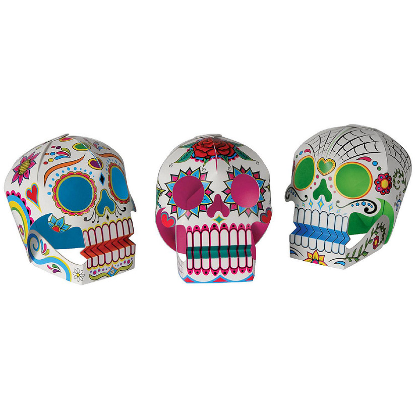 Beistle - 3-D DOD Sugar Skull Centerpieces - 12 Pack Image
