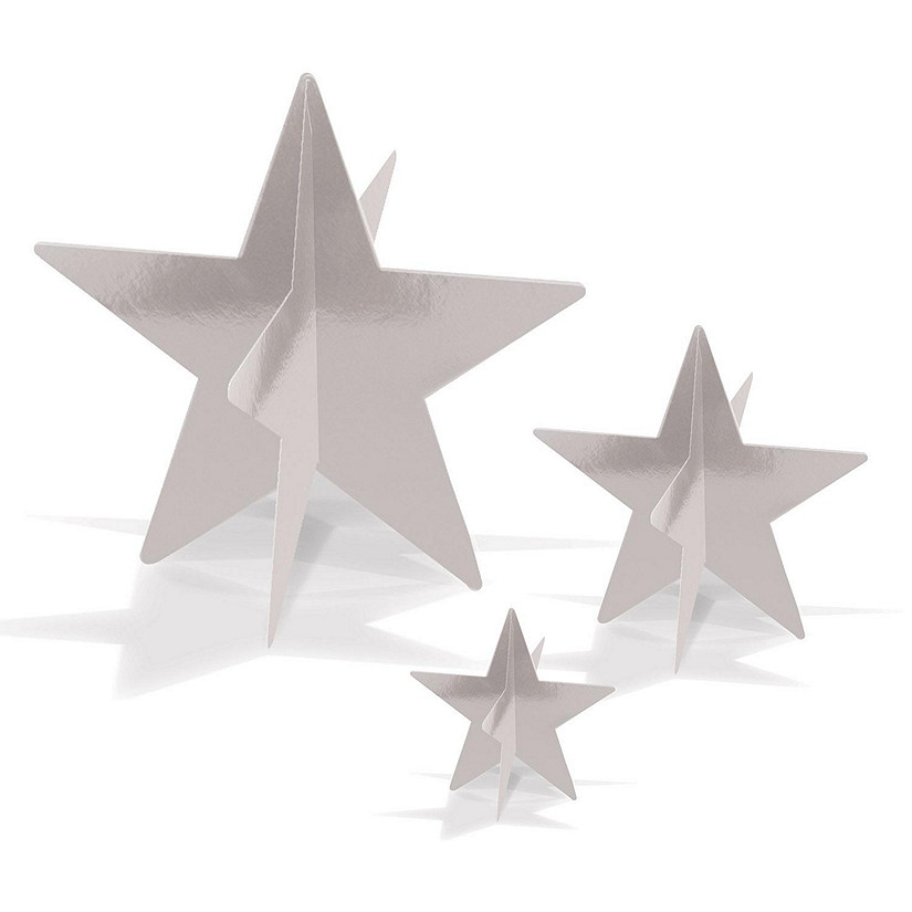 Beistle - 3-D Foil Star Centerpieces - Silver - 12 Pack Image