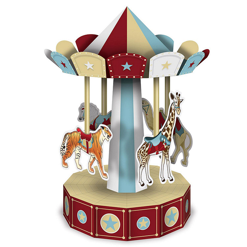 Beistle - 3-D Vintage Circus Carousel Centerpiece - 12 Pack Image
