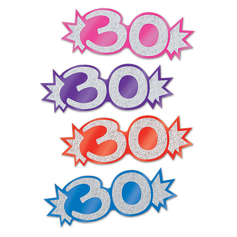Beistle - "30" Mini Glittered Foil Cutouts - 24 Pack Image
