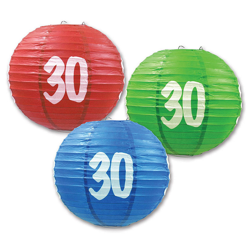 Beistle - "30" Paper Lanterns - 6 Pack Image