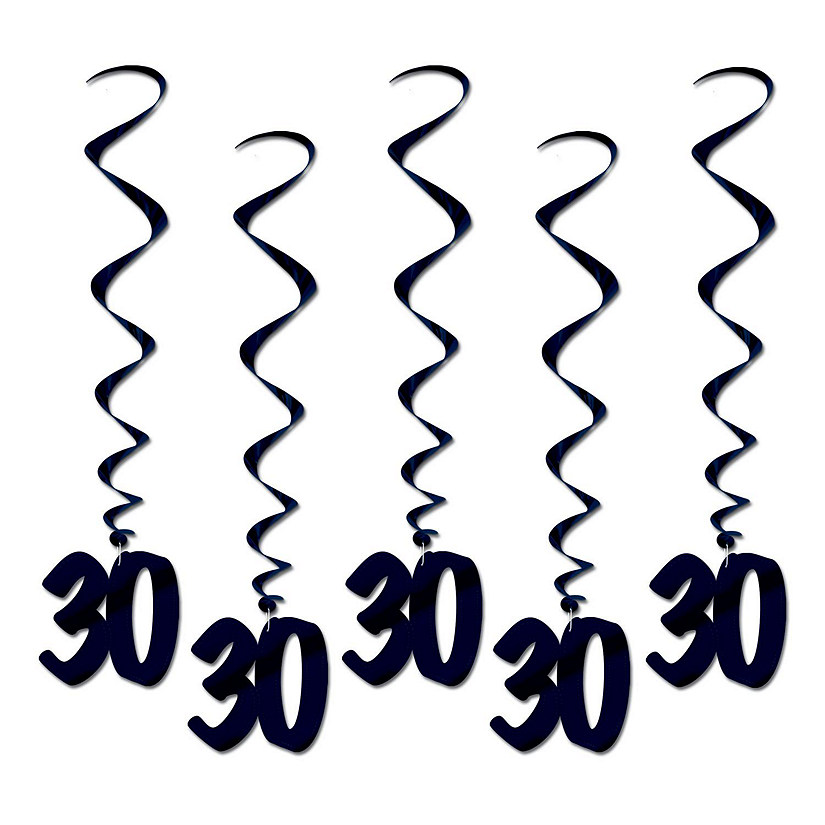 Beistle - "30" Whirls - Black - 6 Pack Image
