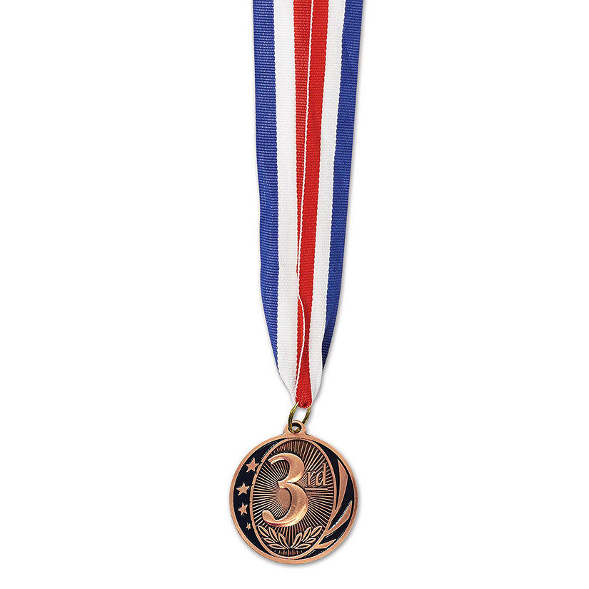 Beistle - "3rd" Place Medal w/Ribbon - Bronze - 12 Pack Image