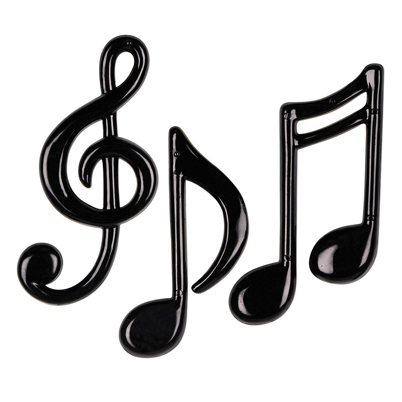 Beistle - 4&amp;#188;"-5&amp;#189;" - Black - Molded Plastic Musical Notes! Image