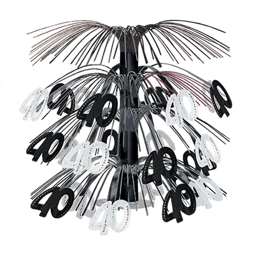 Beistle - "40" Cascade Centerpiece - Silver and Black - 6 Pack Image