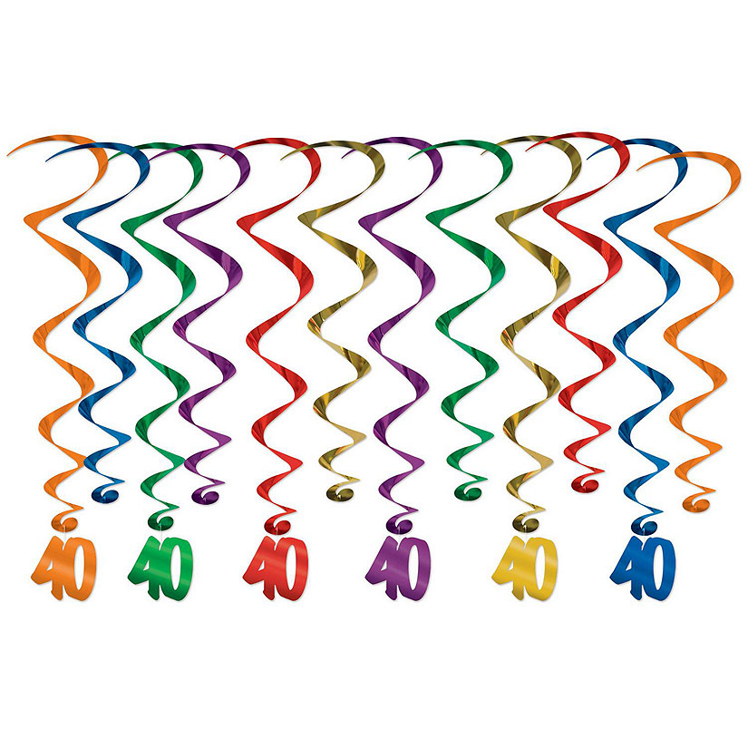 Beistle - "40" Whirls - Multicolor - 6 Pack Image