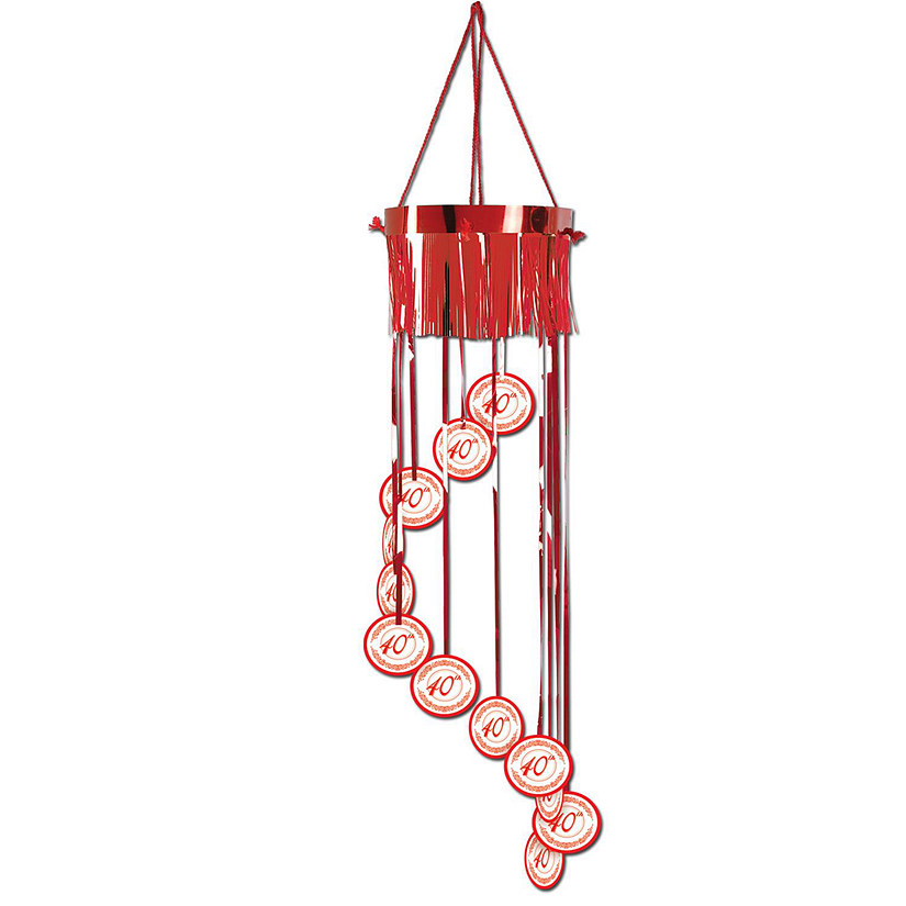 40th Anniversary Shimmering Spiral Decorations - Metallic Red Hanging Party Streamers
