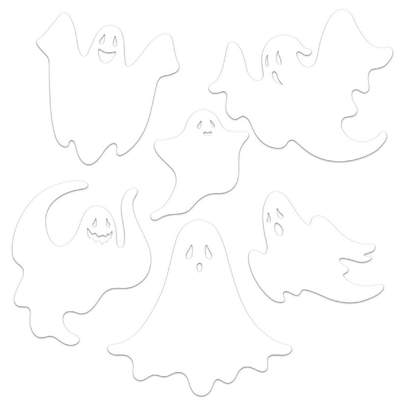 Beistle - 5"-10&amp;#188;" - White - Plastic Die-Cut Ghosts Set! Image