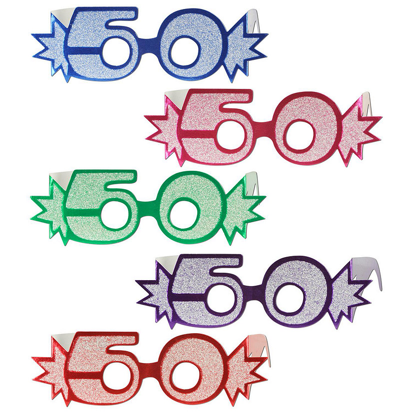 Beistle - "50" Glittered Foil Eyeglasses - 25 Pack Image