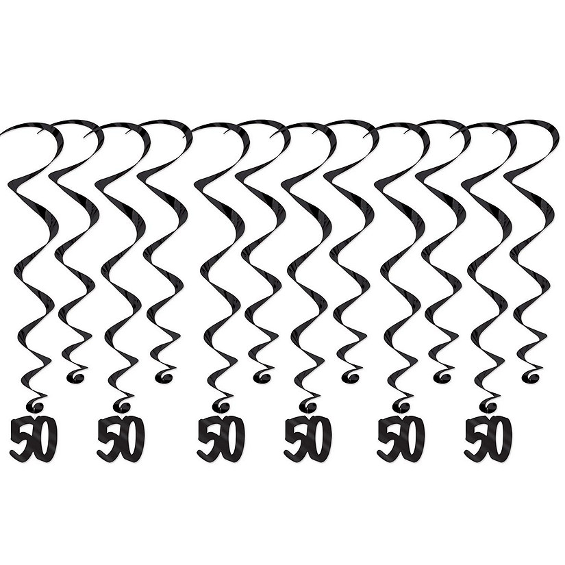 Beistle - "50" Whirls - Black - 6 Pack Image