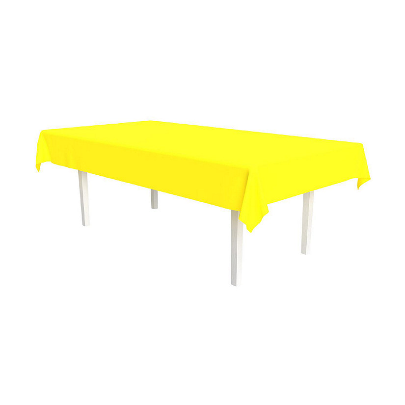 Beistle - 54" x 108" Yellow Plastic Rectangular Tablecover - 12 Pack Image
