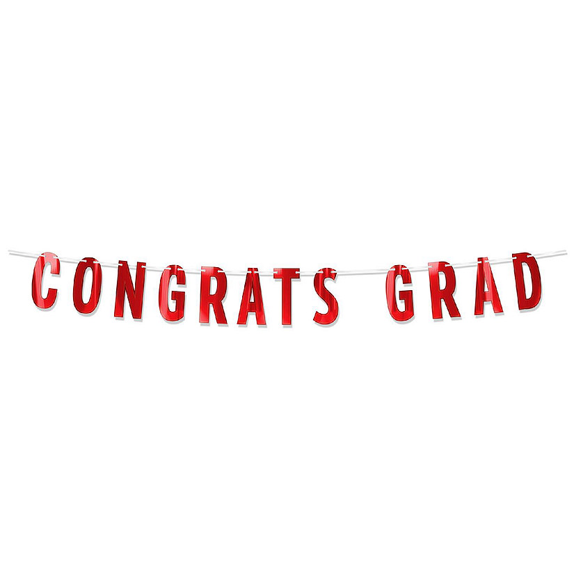 Beistle - 6&amp;#190;" x 5' - Red - Foil Congrats Grad Streamer! Image