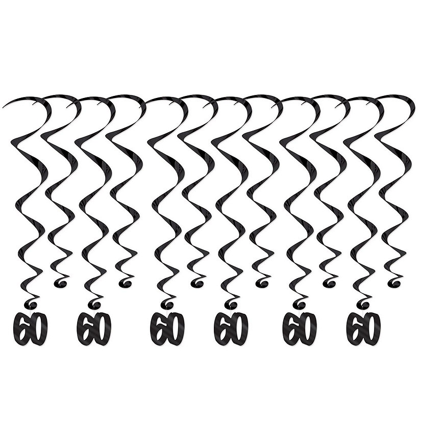 Beistle - "60" Whirls - Black - 6 Pack Image