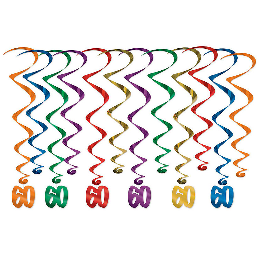 Beistle - "60" Whirls - Multicolor - 6 Pack Image