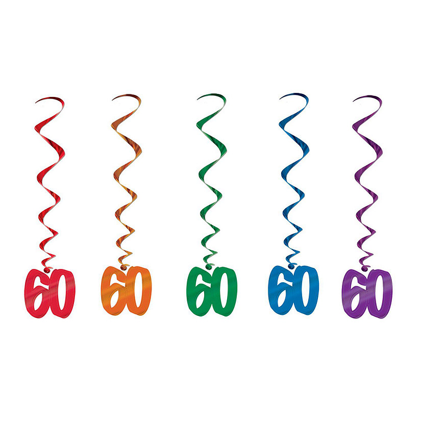 Beistle - "60" Whirls - Multicolor - 6 Pack Image