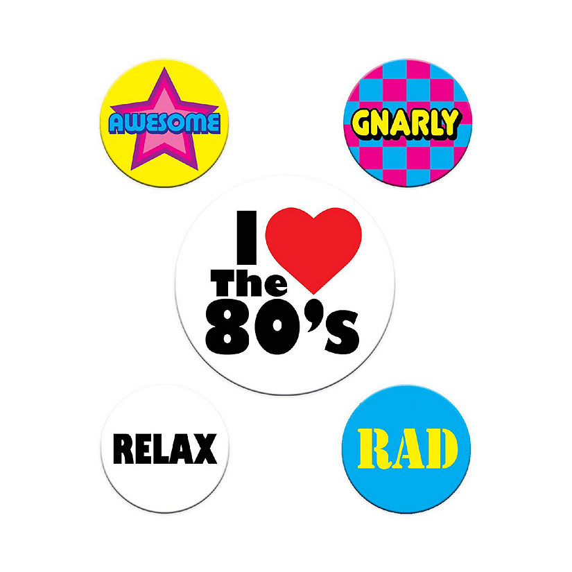 Beistle - 80's Party Buttons - 12 Pack Image