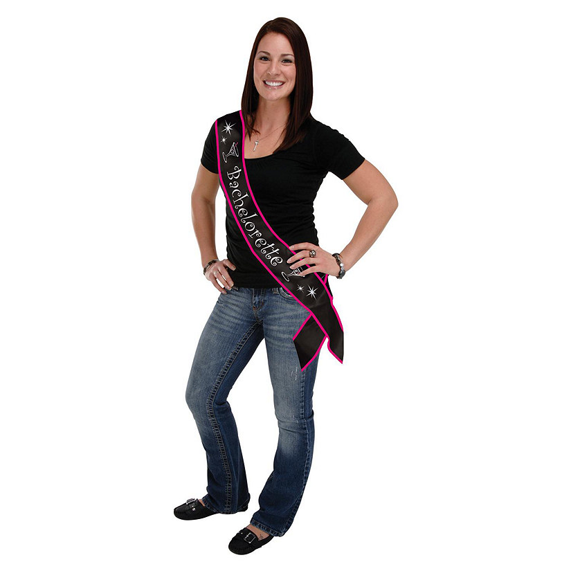 Beistle - Bachelorette Satin Sash - Black - 6 Pack Image
