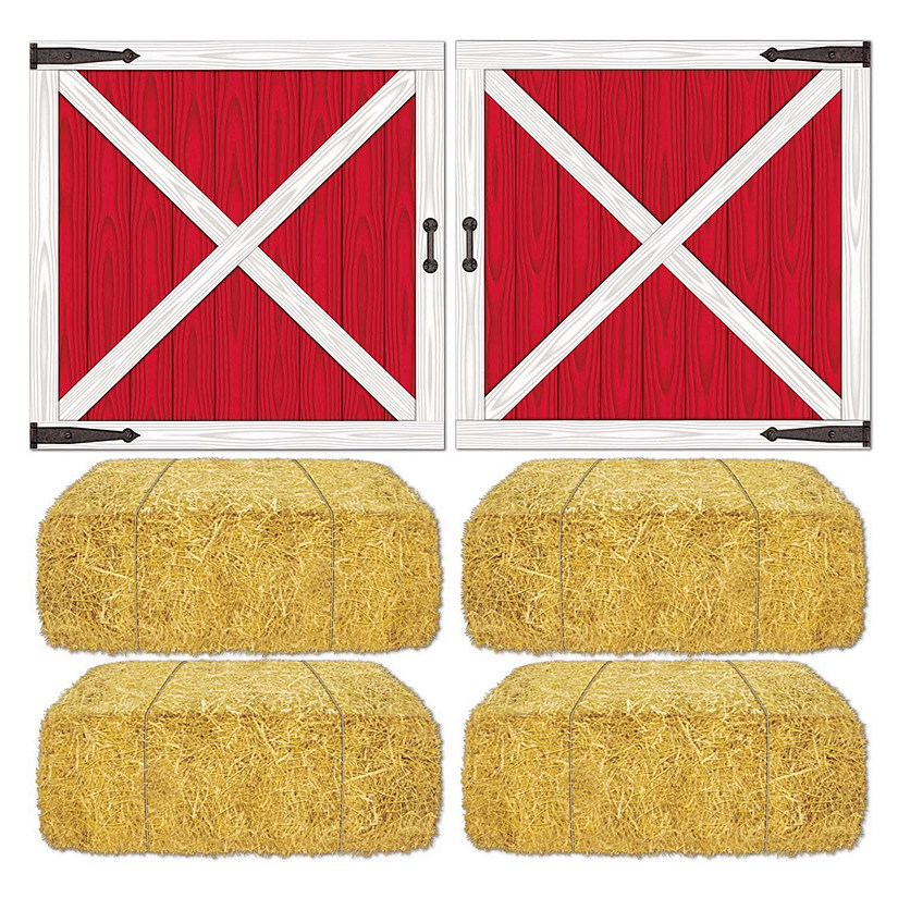Beistle - Barn Loft Door &amp; Hay Bale Props - 12 Pack Image