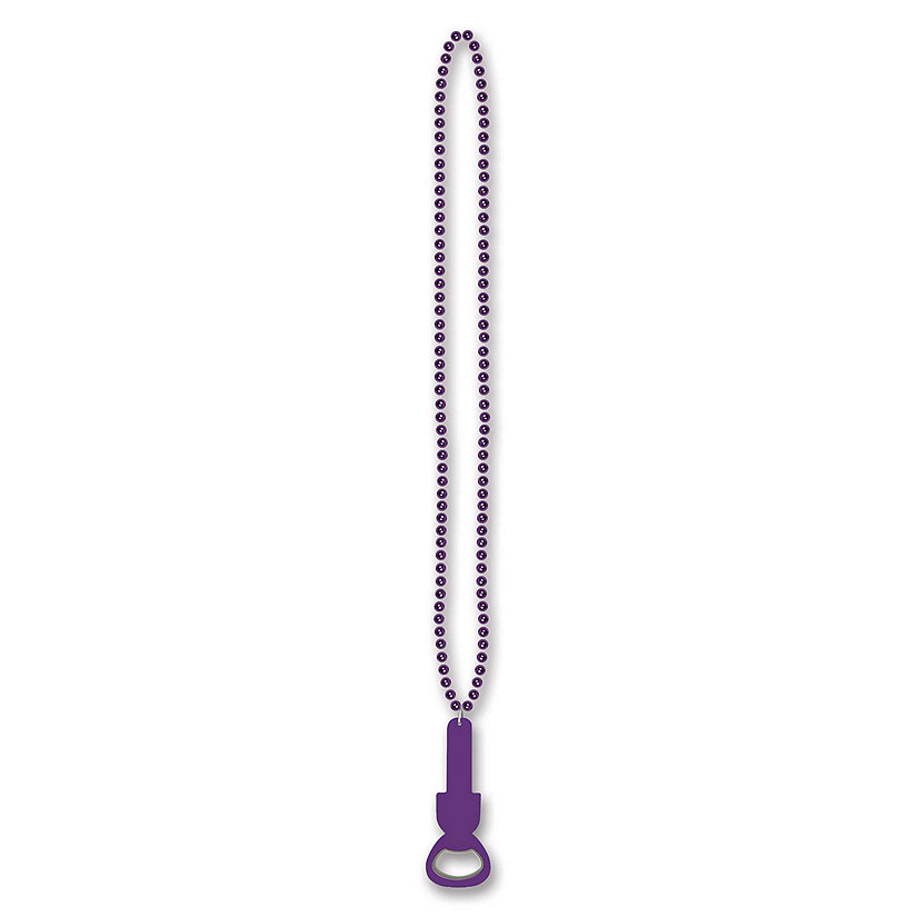 Beistle - Beads w/Bottle Opener - Purple - 12 Pack Image