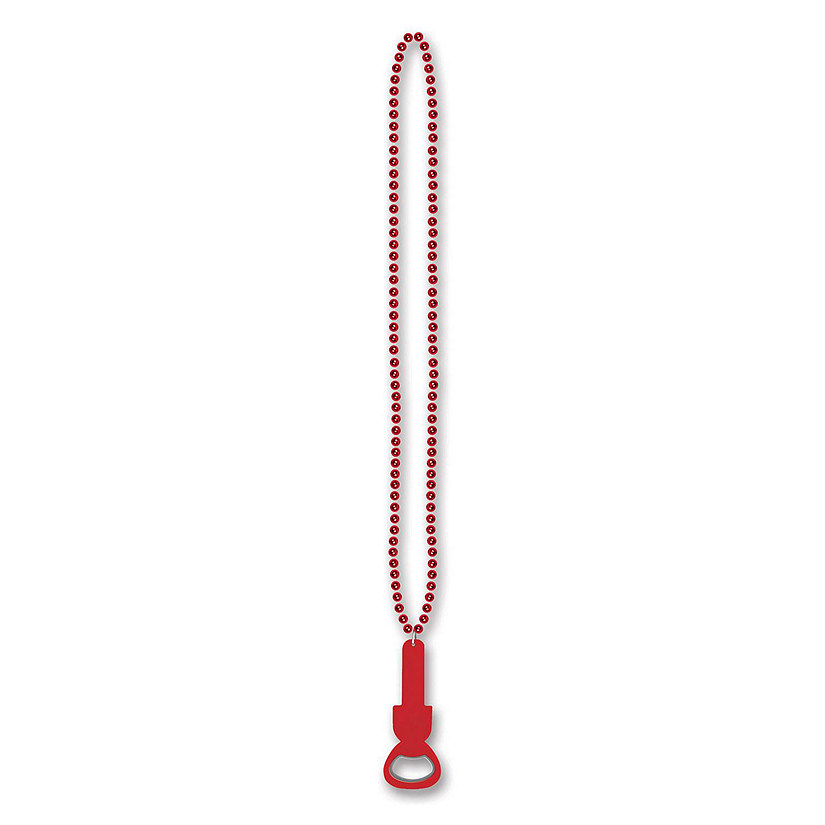 Beistle - Beads w/Bottle Opener - Red - 12 Pack Image